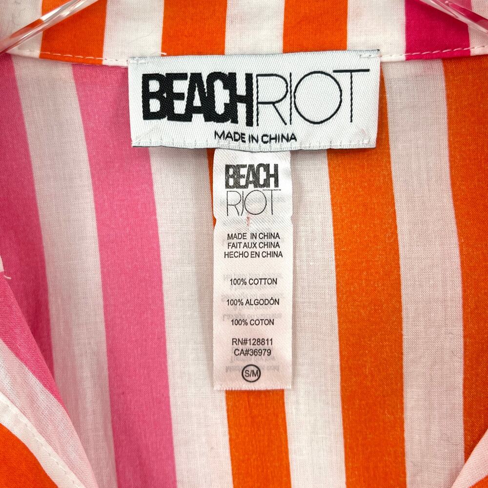 BEACH RIOT Alexa Sunset Stripes Button Down Shirt Womens Small Medium Pink White - Picture 9 of 13